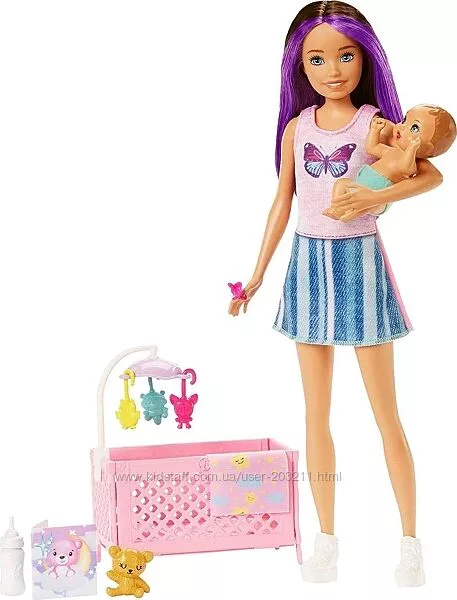 Барбі Няня з малюком та ліжечком Barbie Doll and Accessories, Crib Playset