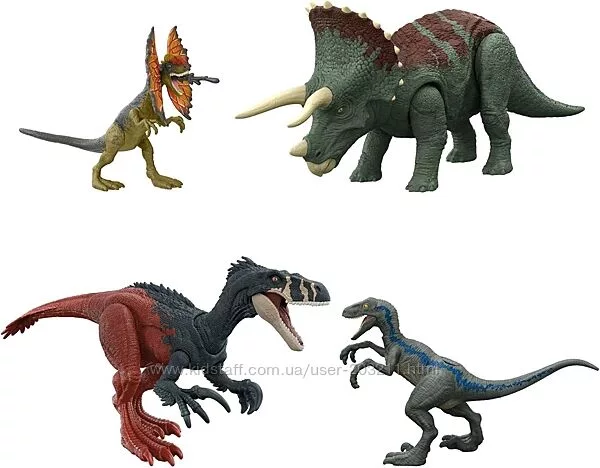 Динозаври 4 шт зі звуком Mattel Jurassic World Dominion 4 Dinosaur Action
