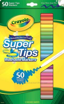 Набор Crayola из 50 шт. смывающихся фломастеров разных цветов.
