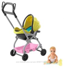 Коляска-переноска с малышом Barbie Skipper Babysitters Inc. Yellow Stroller