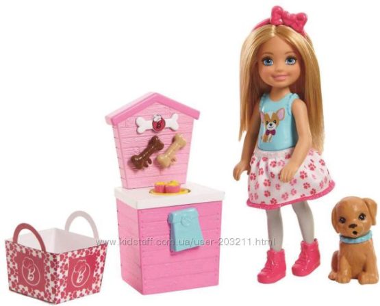 Кукла Челси и стенд с кормом для собак Chelsea Doll and Puppy Food Stand