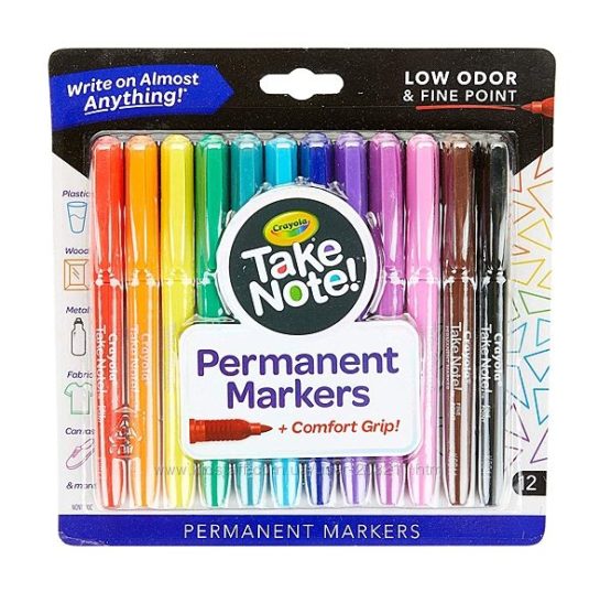 Перманентные маркеры 12 шт. Крайола Crayola Take Note Permanent Marker