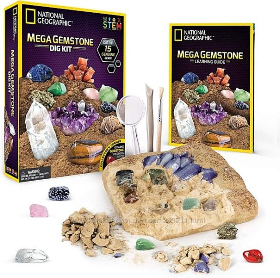 Геологические раскопки Камни NATIONAL GEOGRAPHIC Mega Gemstone Dig Kit