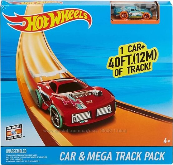 Трек Хот Вилс Мега длинная дорога Hot Wheels Car & Mega Track Pack