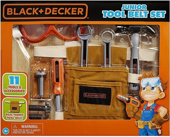 Набор для юных строителей Black and Decker Jr. 11-Piece Tool Belt Set